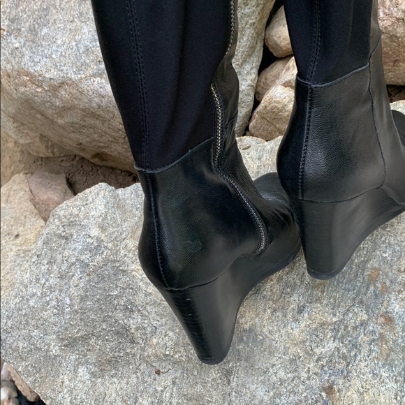 Le Chateau Black Leather Riding Boot Over the knee tall Size 8M Y2K Equestrian - Picture 5 of 7